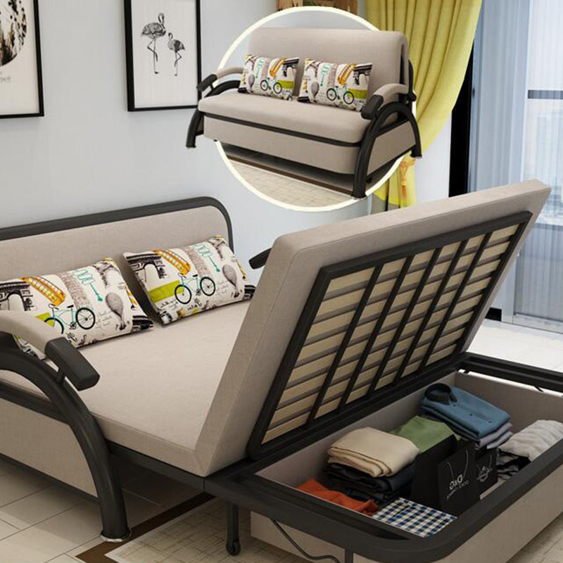 Linen Contemporary Sloped Arm Sofa Bed Foldable Convertible Sofa for Apartment Clearhalo 'furn' 'furn_sofas' 'Furniture' 'Living Room Furniture' 'Sofa' 'sofas' 5101233