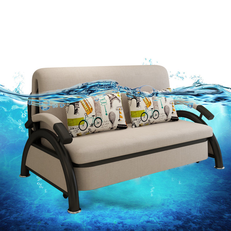 Linen Contemporary Sloped Arm Sofa Bed Foldable Convertible Sofa for Apartment Clearhalo 'furn' 'furn_sofas' 'Furniture' 'Living Room Furniture' 'Sofa' 'sofas' 5101235