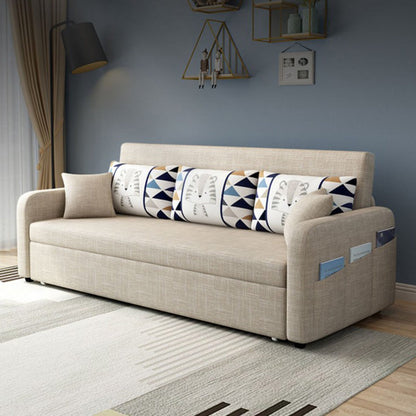 リネンコンテンポラリースクエアアームソファベッド折りたたみ可能なコンバーチブルソファ用アパート、洗える