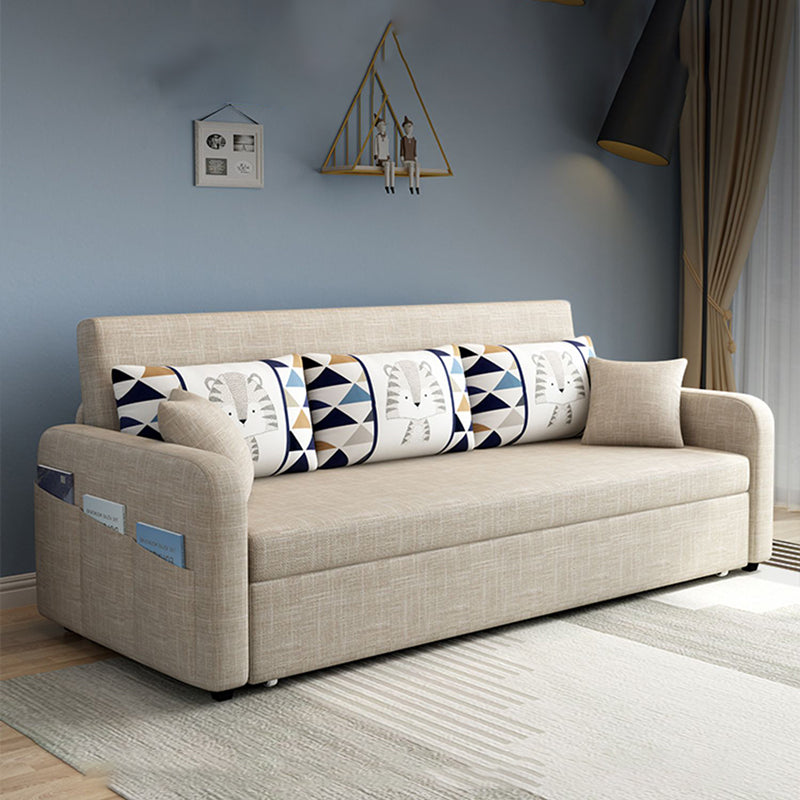 リネンコンテンポラリースクエアアームソファベッド折りたたみ可能なコンバーチブルソファ用アパート、洗える