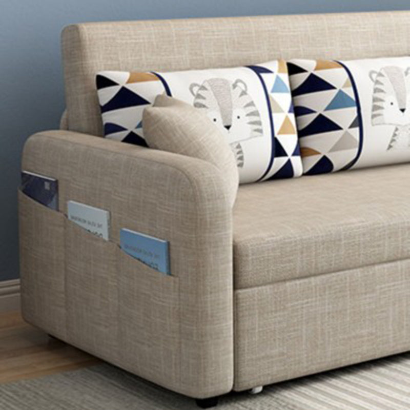 リネンコンテンポラリースクエアアームソファベッド折りたたみ可能なコンバーチブルソファ用アパート、洗える