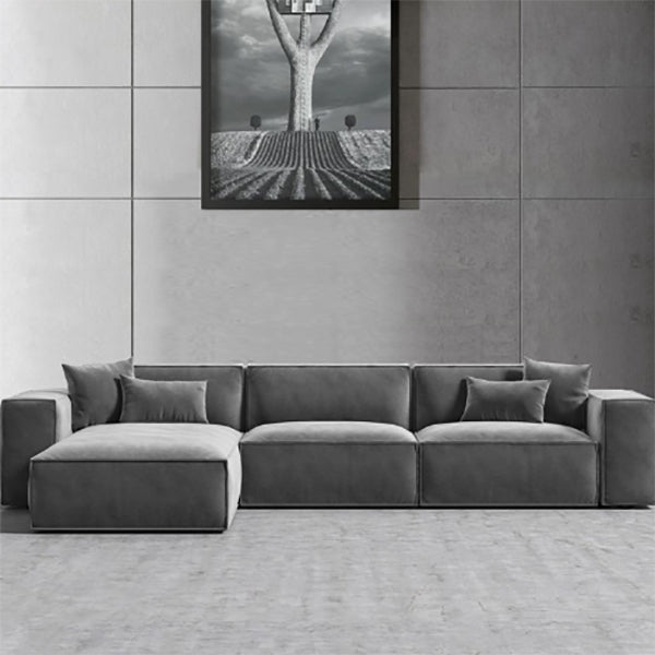 Stile Nordico Sezione sezione Ampiante di braccio quadrate in lattice/giù/spugna divano grigio