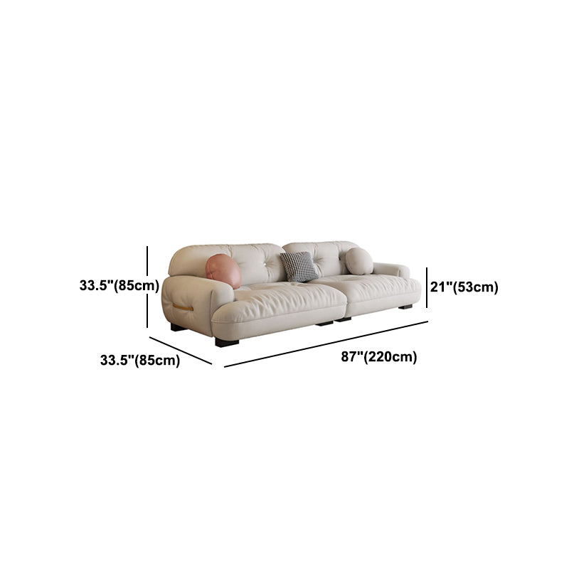 White Sofa with Built-in Armrest and Tufted Back Leather/techno Fabric Sectional Clearhalo 'furn' 'furn_sectionals' 'Furniture' 'Living Room Furniture' 'Sectionals' 5101365