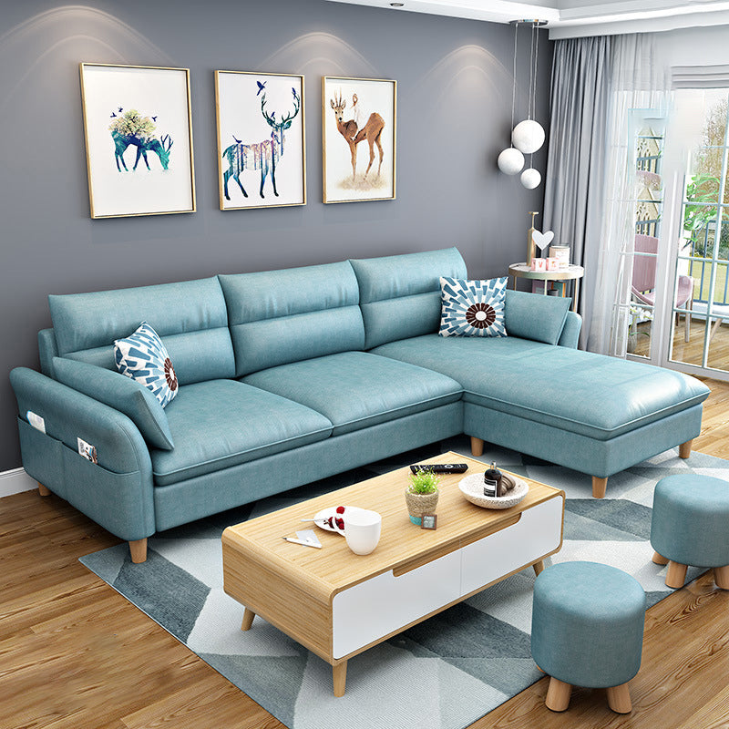 3-seater Sofa with Ottoman Included and Storage for Apartment Mint Green Clearhalo 'furn' 'furn_sectionals' 'Furniture' 'Living Room Furniture' 'Sectionals' 5101370