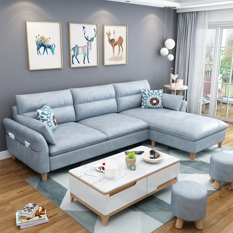 3-seater Sofa with Ottoman Included and Storage for Apartment Light Blue Clearhalo 'furn' 'furn_sectionals' 'Furniture' 'Living Room Furniture' 'Sectionals' 5101372