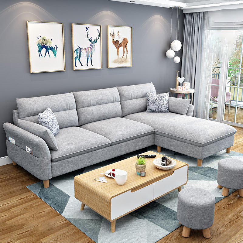 3-seater Sofa with Ottoman Included and Storage for Apartment Light Gray Clearhalo 'furn' 'furn_sectionals' 'Furniture' 'Living Room Furniture' 'Sectionals' 5101373