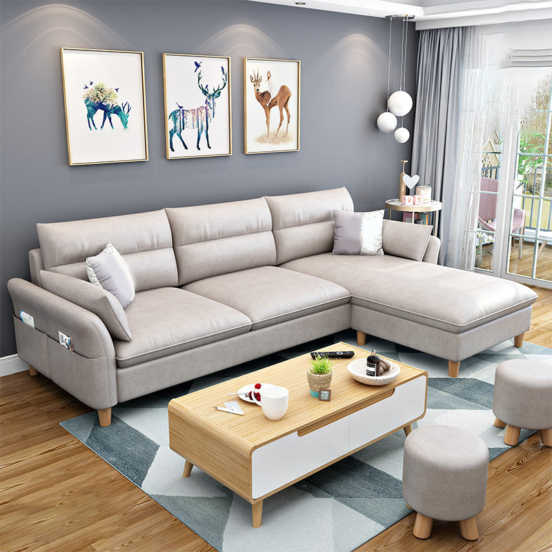 3-seater Sofa with Ottoman Included and Storage for Apartment White Clearhalo 'furn' 'furn_sectionals' 'Furniture' 'Living Room Furniture' 'Sectionals' 5101376