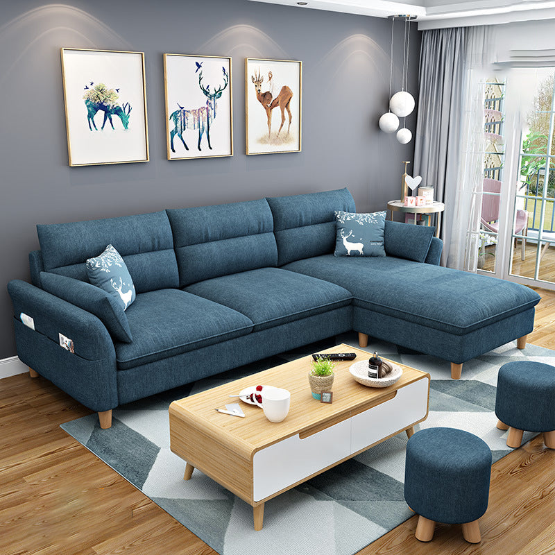 3-seater Sofa with Ottoman Included and Storage for Apartment Dark Blue Clearhalo 'furn' 'furn_sectionals' 'Furniture' 'Living Room Furniture' 'Sectionals' 5101378