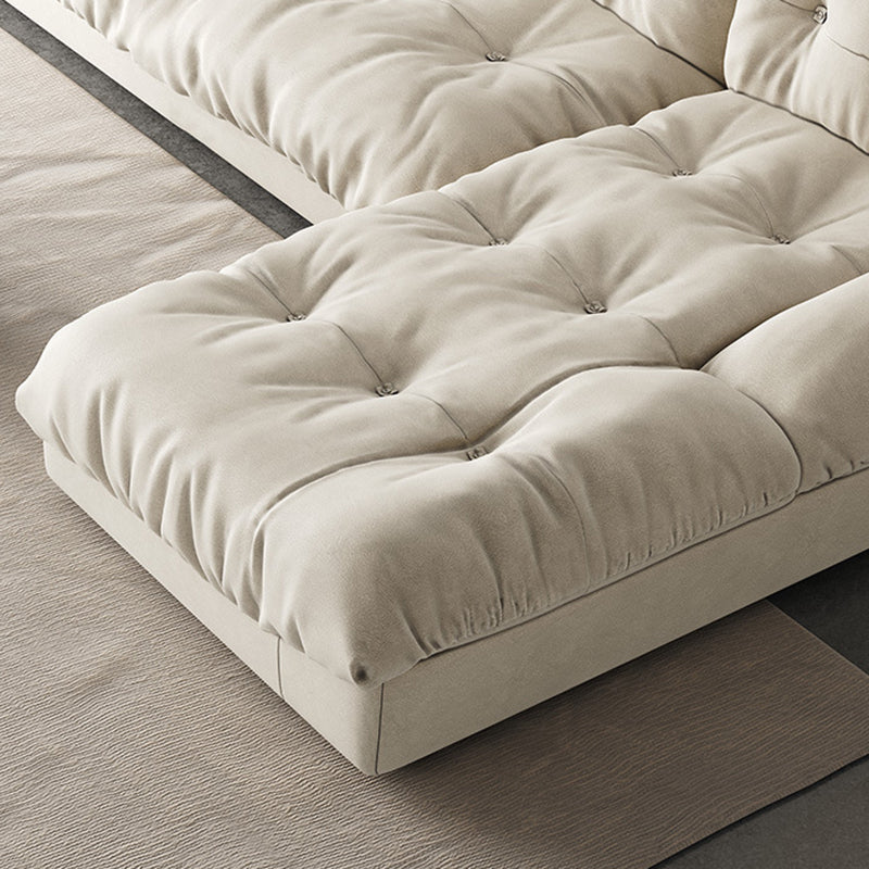 Tufted Backrest Sectional Sponge Padded Armless Off-white Sofa Clearhalo 'furn' 'furn_sectionals' 'Furniture' 'Living Room Furniture' 'Sectionals' 5101518