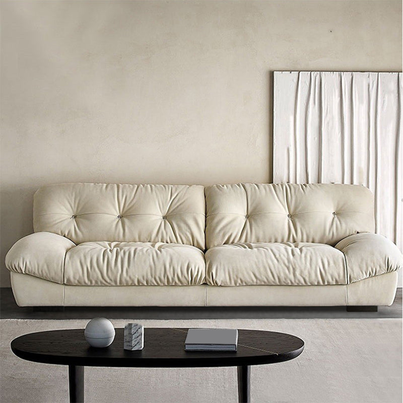 Tufted Backrest Sectional Sponge Padded Armless Off-white Sofa 122"L x 43"W x 29.5"H Polyester Blend Horizontal Clearhalo 'furn' 'furn_sectionals' 'Furniture' 'Living Room Furniture' 'Sectionals' 5101522