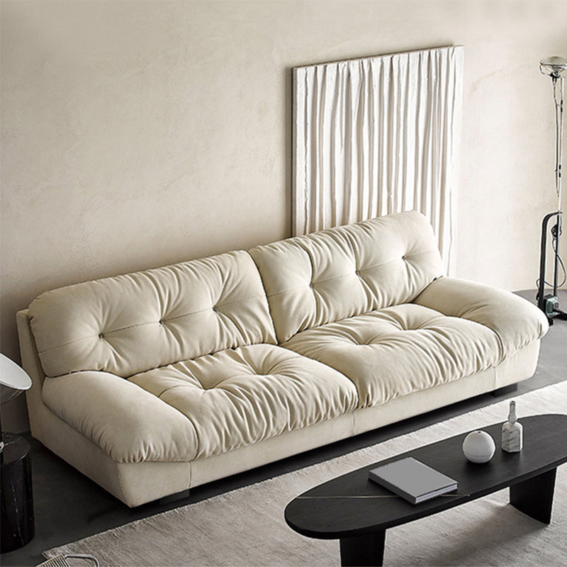 Tufted Backrest Sectional Sponge Padded Armless Off-white Sofa 122"L x 43"W x 29.5"H Nappa Horizontal Clearhalo 'furn' 'furn_sectionals' 'Furniture' 'Living Room Furniture' 'Sectionals' 5101523