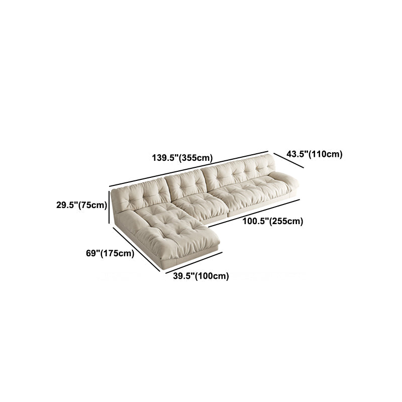 Tufted Backrest Sectional Sponge Padded Armless Off-white Sofa Clearhalo 'furn' 'furn_sectionals' 'Furniture' 'Living Room Furniture' 'Sectionals' 5101528