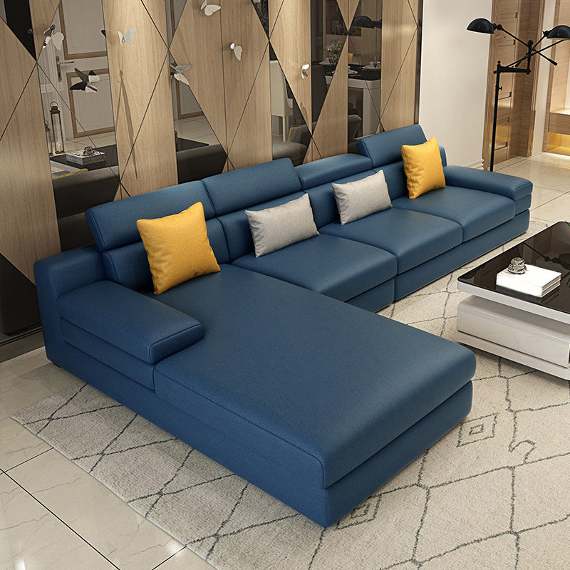 Scandinavo a forma di L sezionale con braccio top a cuscino per quattro persone