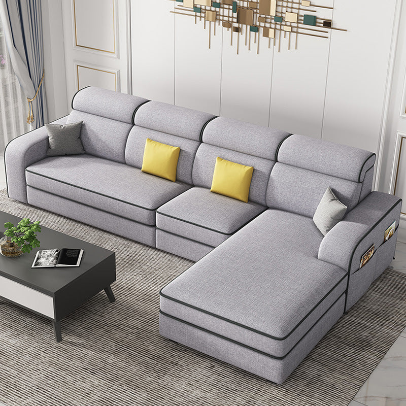 Scandinavo a forma di L sezionale con braccio quadrato e spazio per quattro persone