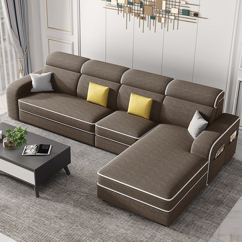 Scandinavo a forma di L sezionale con braccio quadrato e spazio per quattro persone