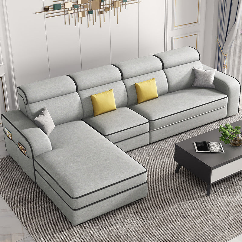 Scandinavo a forma di L sezionale con braccio quadrato e spazio per quattro persone