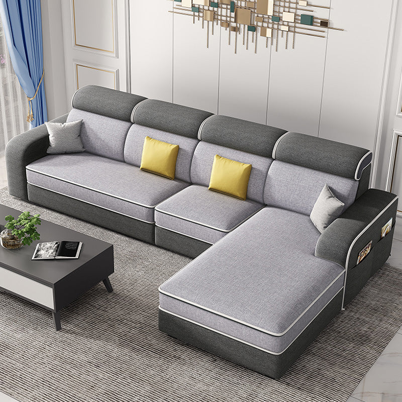 Scandinavo a forma di L sezionale con braccio quadrato e spazio per quattro persone