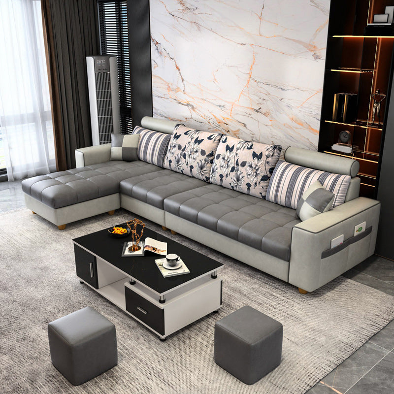 Scandinavo a 4 posti sezionale con deposito e bracci quadrati