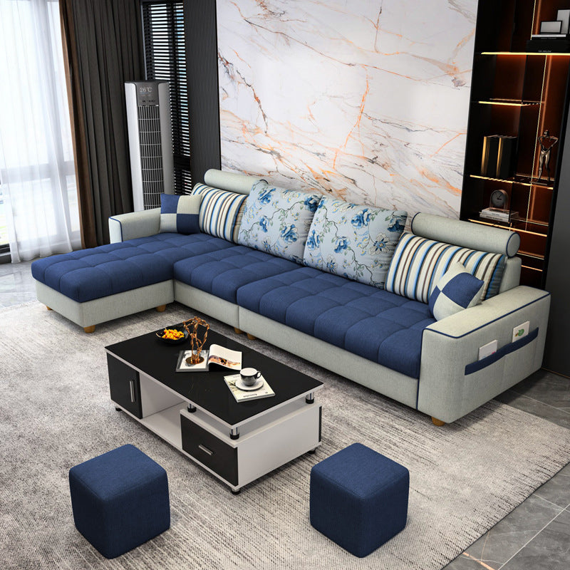 Scandinavo a 4 posti sezionale con deposito e bracci quadrati