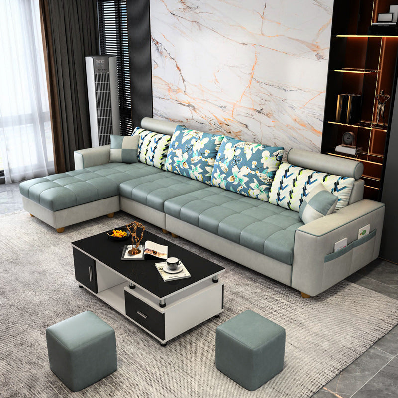 Scandinavo a 4 posti sezionale con deposito e bracci quadrati