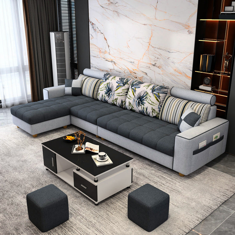 Scandinavo a 4 posti sezionale con deposito e bracci quadrati