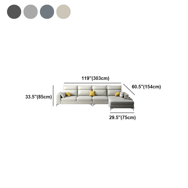 Fuce in pelle a forma di L sezionale con cuscino indietro per quattro persone