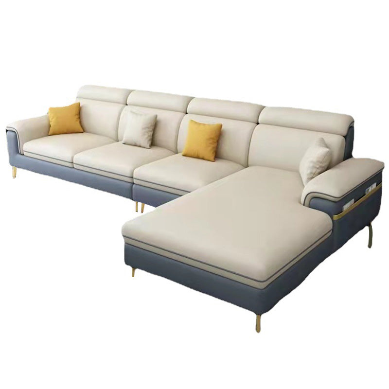 Latex Upholstery Sectional Filled Built-in Armrest with Pillow Back Sofa Clearhalo 'furn' 'furn_sectionals' 'Furniture' 'Living Room Furniture' 'Sectionals' 5101845
