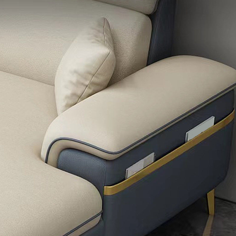 Latex Upholstery Sectional Filled Built-in Armrest with Pillow Back Sofa Clearhalo 'furn' 'furn_sectionals' 'Furniture' 'Living Room Furniture' 'Sectionals' 5101848