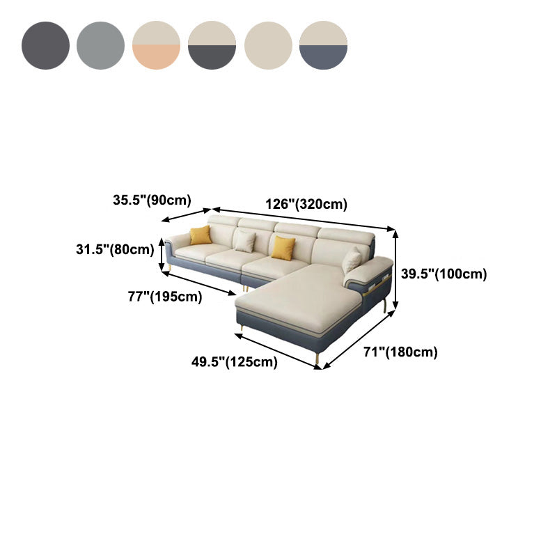 Latex Upholstery Sectional Filled Built-in Armrest with Pillow Back Sofa Clearhalo 'furn' 'furn_sectionals' 'Furniture' 'Living Room Furniture' 'Sectionals' 5101856