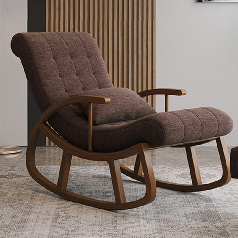 25.59"Wide Accent Chair Cotton Blend Lounge Chair with Sled Base Brown Without Ottoman Clearhalo 'Accent Chairs' 'accent_chairs' 'Chairs & Seating' 'furn' 'furn_accent_chairs' 'Furniture' 'Living Room Furniture' 5101896