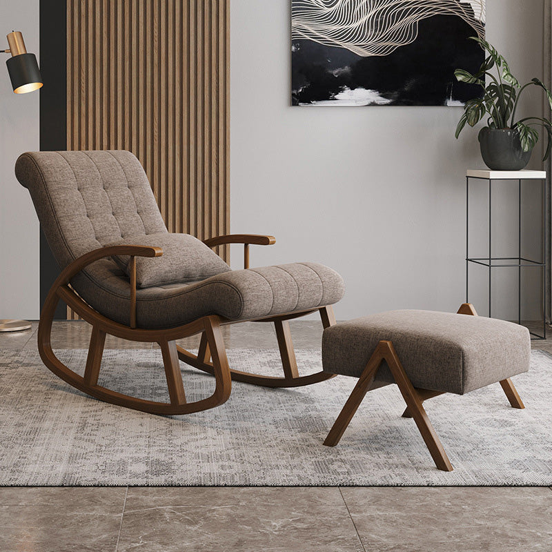 25.59"Wide Accent Chair Cotton Blend Lounge Chair with Sled Base Light Coffee With Ottoman Clearhalo 'Accent Chairs' 'accent_chairs' 'Chairs & Seating' 'furn' 'furn_accent_chairs' 'Furniture' 'Living Room Furniture' 5101908