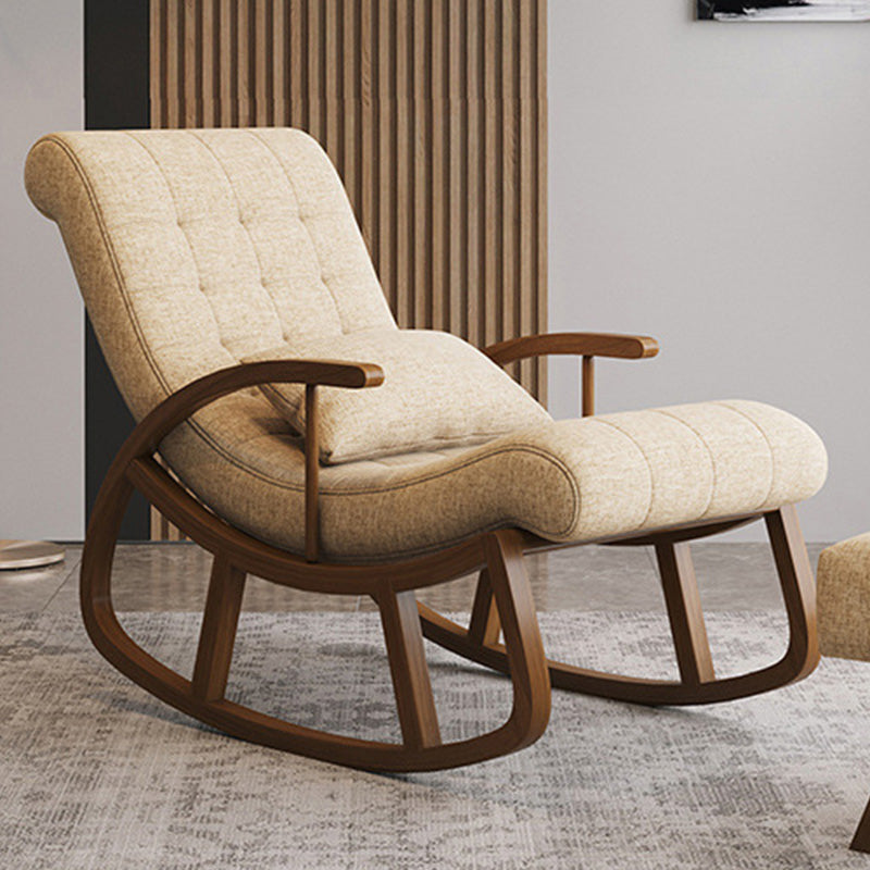 25.59"Wide Accent Chair Cotton Blend Lounge Chair with Sled Base Beige Without Ottoman Clearhalo 'Accent Chairs' 'accent_chairs' 'Chairs & Seating' 'furn' 'furn_accent_chairs' 'Furniture' 'Living Room Furniture' 5101909