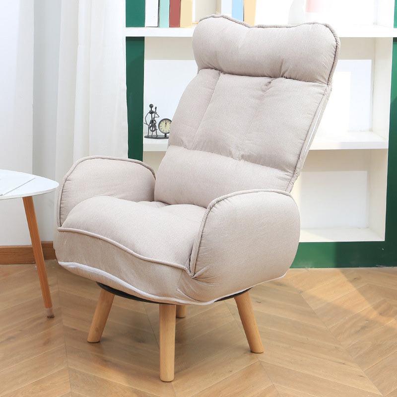 29.13"W Accent Chair Polyester Twill Lounge Chair with Basic Four Legs and Pillow Back Beige Without Ottoman Clearhalo 'Accent Chairs' 'accent_chairs' 'Chairs & Seating' 'furn' 'furn_accent_chairs' 'Furniture' 'Living Room Furniture' 5101975