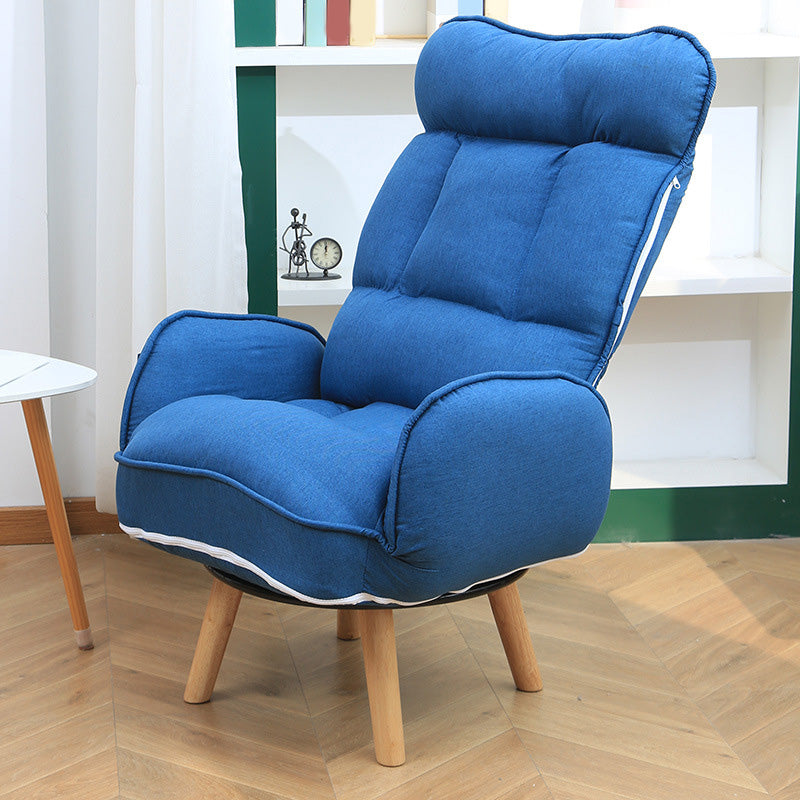 29.13"W Accent Chair Polyester Twill Lounge Chair with Basic Four Legs and Pillow Back Dark Blue Without Ottoman Clearhalo 'Accent Chairs' 'accent_chairs' 'Chairs & Seating' 'furn' 'furn_accent_chairs' 'Furniture' 'Living Room Furniture' 5101976