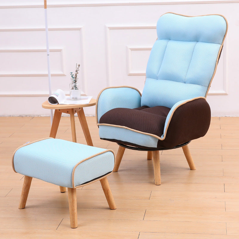 29.13"W Accent Chair Polyester Twill Lounge Chair with Basic Four Legs and Pillow Back Lake Blue With Ottoman Clearhalo 'Accent Chairs' 'accent_chairs' 'Chairs & Seating' 'furn' 'furn_accent_chairs' 'Furniture' 'Living Room Furniture' 5101981