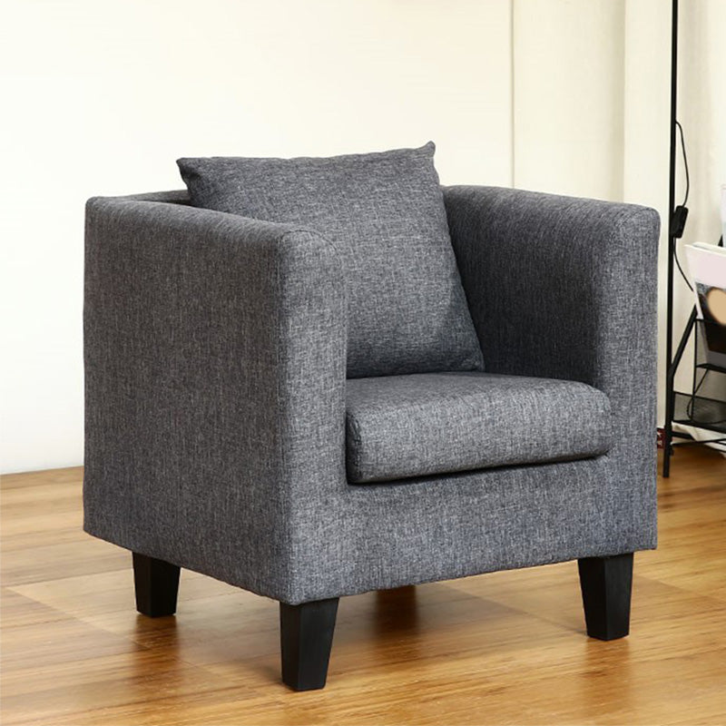 Arms Included Chair 25.5" L x 24"W x 23.6"H Linen Chair for Living Room Dark Gray Clearhalo 'Accent Chairs' 'accent_chairs' 'Chairs & Seating' 'furn' 'furn_accent_chairs' 'Furniture' 'Living Room Furniture' 5102069