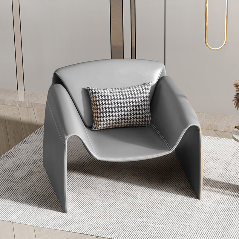 Solid Color Lounge Chair with a Headrest, Modern Accent Chair Grey Clearhalo 'Accent Chairs' 'accent_chairs' 'Chairs & Seating' 'furn' 'furn_accent_chairs' 'Furniture' 'Living Room Furniture' 5102085