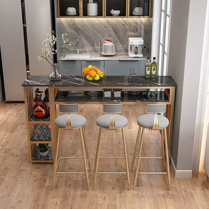 Contemporary Bistro Bar Desk Storage Indoor Double Pedestal Bistro Bar Table