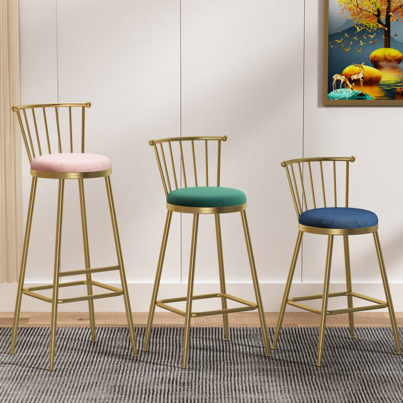 Nordic Armless Backrest Counter Stool Iron Dessert Shop Bar Stool with Pedal and Cushion Clearhalo 'Bar Furniture' 'Bar Stools' 'bar_stools' 'furn' 'furn_bar_stools' 'Furniture' 'Kitchen & Dining Furniture' 5102279
