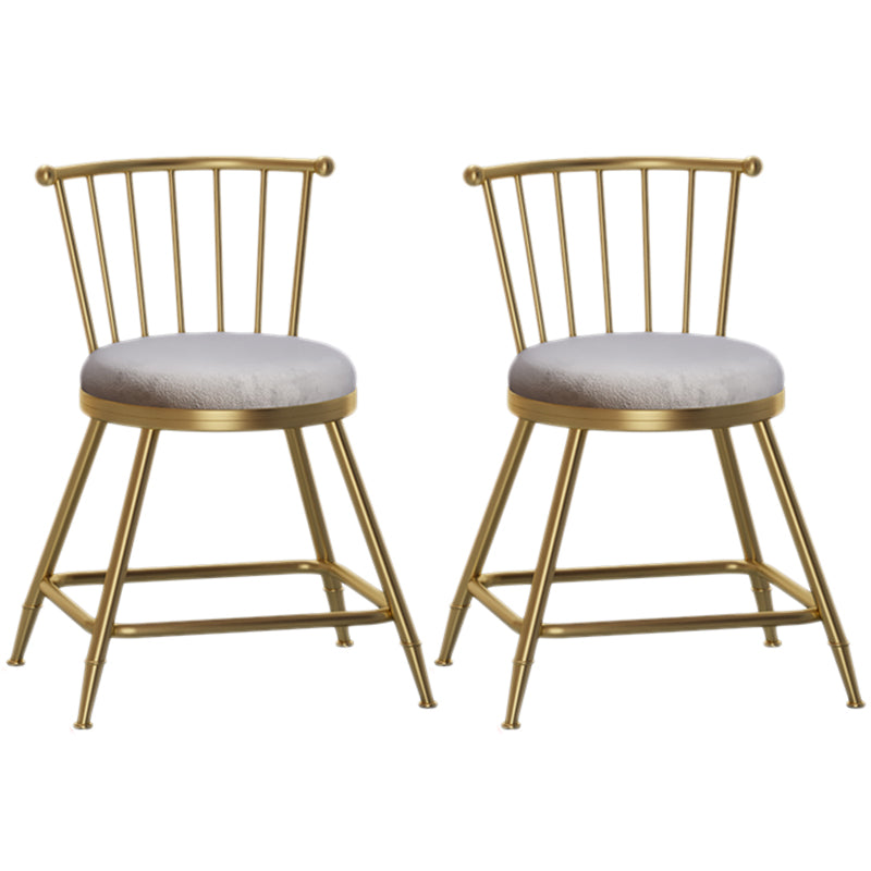 Nordic Armless Backrest Counter Stool Iron Dessert Shop Bar Stool with Pedal and Cushion Gray 2 Piece Set Short Stool(18"H) Clearhalo 'Bar Furniture' 'Bar Stools' 'bar_stools' 'furn' 'furn_bar_stools' 'Furniture' 'Kitchen & Dining Furniture' 5102280