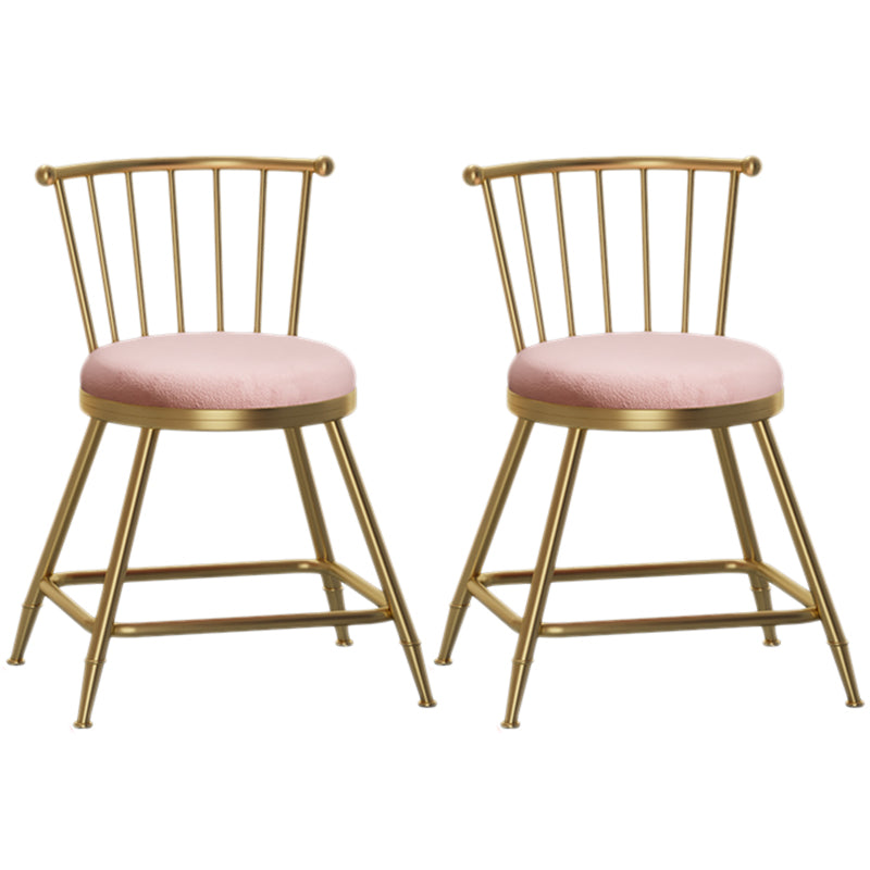 Nordic Armless Backrest Counter Stool Iron Dessert Shop Bar Stool with Pedal and Cushion Pink 2 Piece Set Short Stool(18"H) Clearhalo 'Bar Furniture' 'Bar Stools' 'bar_stools' 'furn' 'furn_bar_stools' 'Furniture' 'Kitchen & Dining Furniture' 5102281
