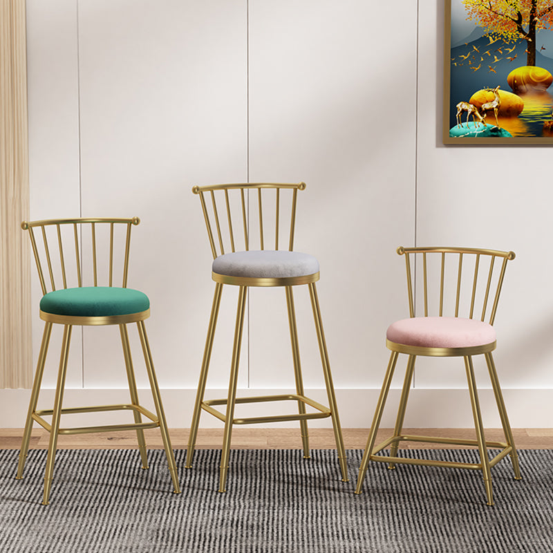 Nordic Armless Backrest Counter Stool Iron Dessert Shop Bar Stool with Pedal and Cushion Clearhalo 'Bar Furniture' 'Bar Stools' 'bar_stools' 'furn' 'furn_bar_stools' 'Furniture' 'Kitchen & Dining Furniture' 5102282