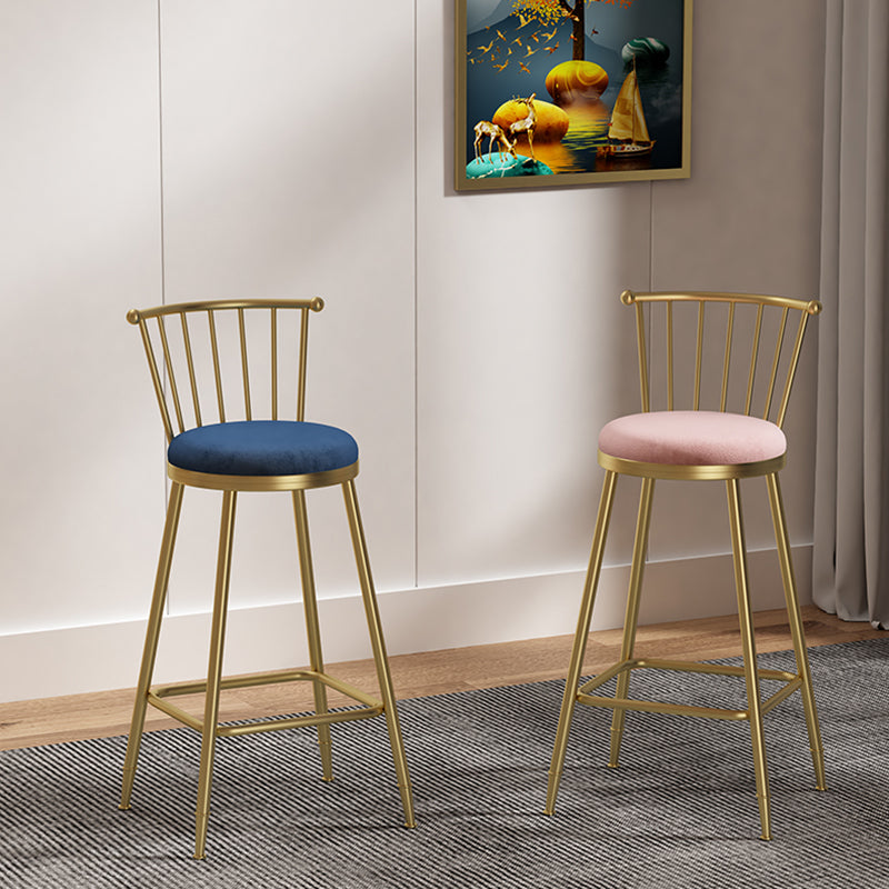Nordic Armless Backrest Counter Stool Iron Dessert Shop Bar Stool with Pedal and Cushion Clearhalo 'Bar Furniture' 'Bar Stools' 'bar_stools' 'furn' 'furn_bar_stools' 'Furniture' 'Kitchen & Dining Furniture' 5102284