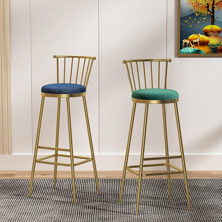 Nordic Armless Backrest Counter Stool Iron Dessert Shop Bar Stool with Pedal and Cushion Clearhalo 'Bar Furniture' 'Bar Stools' 'bar_stools' 'furn' 'furn_bar_stools' 'Furniture' 'Kitchen & Dining Furniture' 5102285