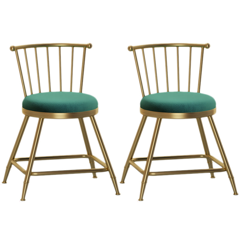 Nordic Armless Backrest Counter Stool Iron Dessert Shop Bar Stool with Pedal and Cushion Green 2 Piece Set Short Stool(18"H) Clearhalo 'Bar Furniture' 'Bar Stools' 'bar_stools' 'furn' 'furn_bar_stools' 'Furniture' 'Kitchen & Dining Furniture' 5102286
