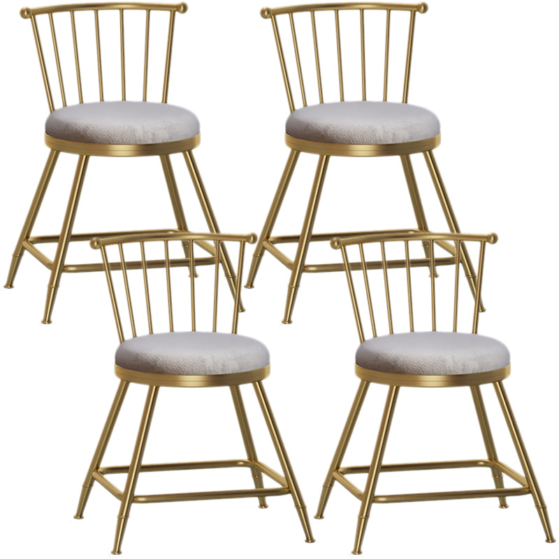 Nordic Armless Backrest Counter Stool Iron Dessert Shop Bar Stool with Pedal and Cushion Gray 4 Piece Set Short Stool(18"H) Clearhalo 'Bar Furniture' 'Bar Stools' 'bar_stools' 'furn' 'furn_bar_stools' 'Furniture' 'Kitchen & Dining Furniture' 5102287