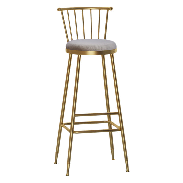 Nordic Armless Backrest Counter Stool Iron Dessert Shop Bar Stool with Pedal and Cushion Clearhalo 'Bar Furniture' 'Bar Stools' 'bar_stools' 'furn' 'furn_bar_stools' 'Furniture' 'Kitchen & Dining Furniture' 5102288