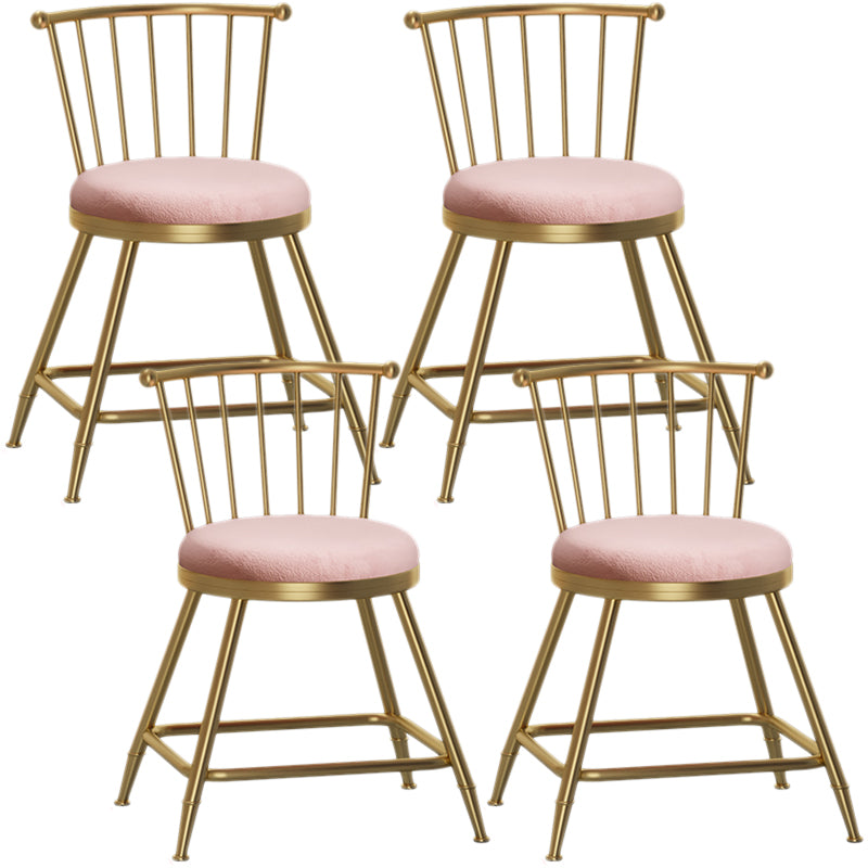 Nordic Armless Backrest Counter Stool Iron Dessert Shop Bar Stool with Pedal and Cushion Pink 4 Piece Set Short Stool(18"H) Clearhalo 'Bar Furniture' 'Bar Stools' 'bar_stools' 'furn' 'furn_bar_stools' 'Furniture' 'Kitchen & Dining Furniture' 5102289