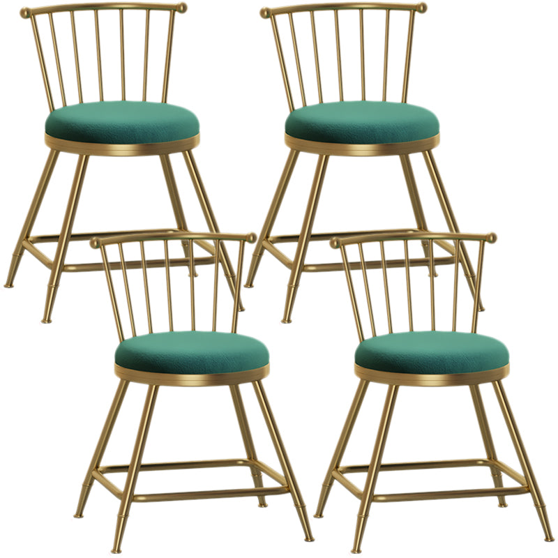 Nordic Armless Backrest Counter Stool Iron Dessert Shop Bar Stool with Pedal and Cushion Green 4 Piece Set Short Stool(18"H) Clearhalo 'Bar Furniture' 'Bar Stools' 'bar_stools' 'furn' 'furn_bar_stools' 'Furniture' 'Kitchen & Dining Furniture' 5102294
