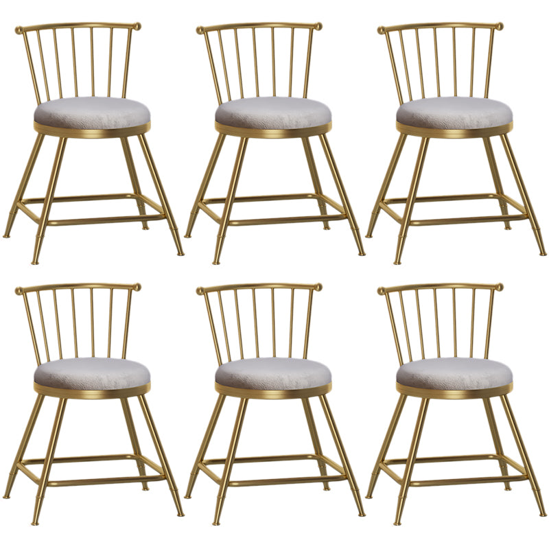 Nordic Armless Backrest Counter Stool Iron Dessert Shop Bar Stool with Pedal and Cushion Gray 6 Piece Set Short Stool(18"H) Clearhalo 'Bar Furniture' 'Bar Stools' 'bar_stools' 'furn' 'furn_bar_stools' 'Furniture' 'Kitchen & Dining Furniture' 5102296